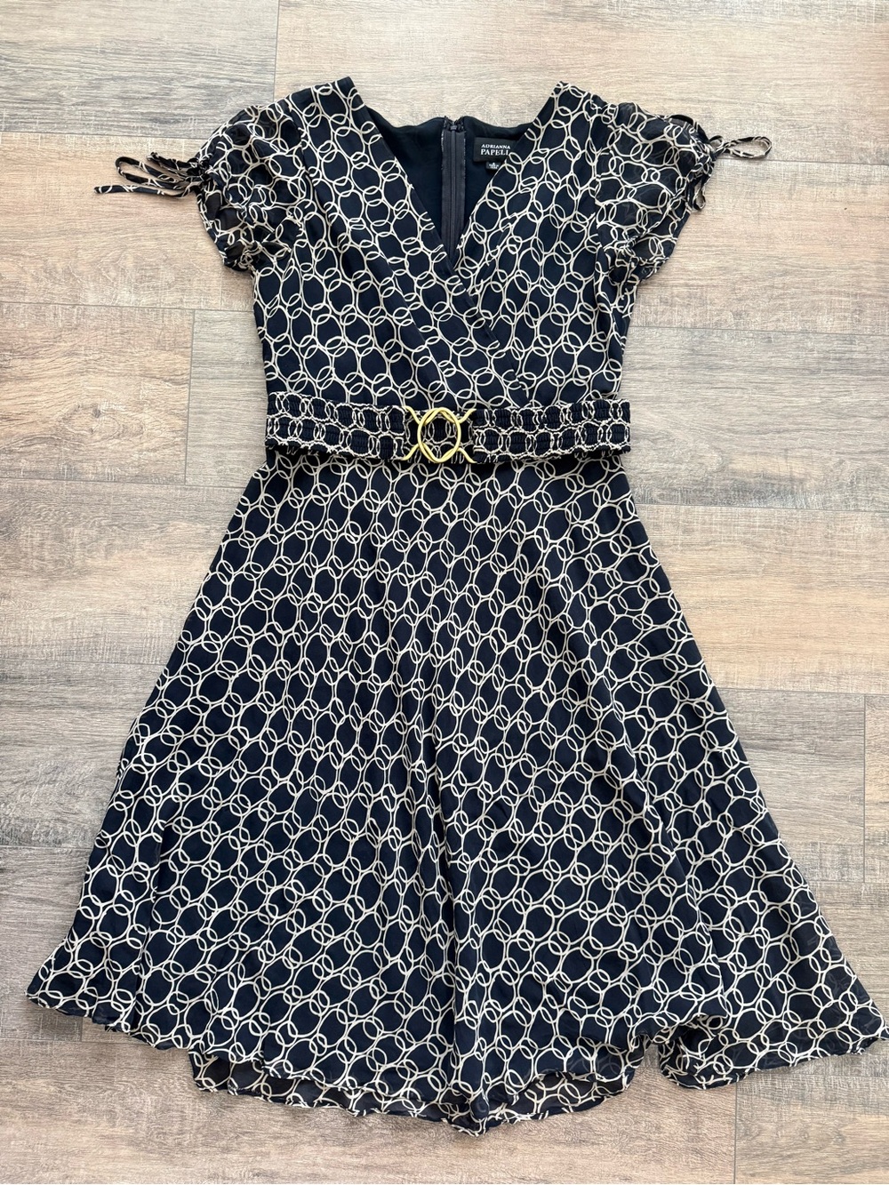 VTG Adrianna Papell 100% Silk Geometric Midi Dress 8 Y2K Whimsigoth Retro
